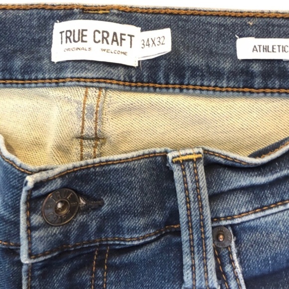 Men’s True Craft Originals Welcome 34x32 Athletic Fit Straight Jeans w/Stretch - Picture 5 of 9